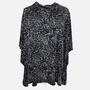 Cato Black and Gray Leopard top with long slit/open sleeves